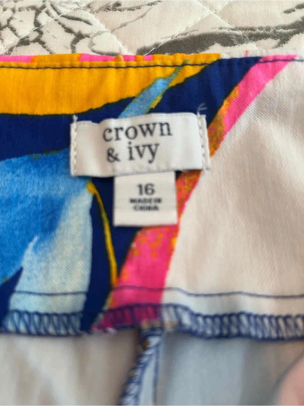 crown & ivy Skort Multicolor Floral Print with Navy, Pink & Yellow Accents
